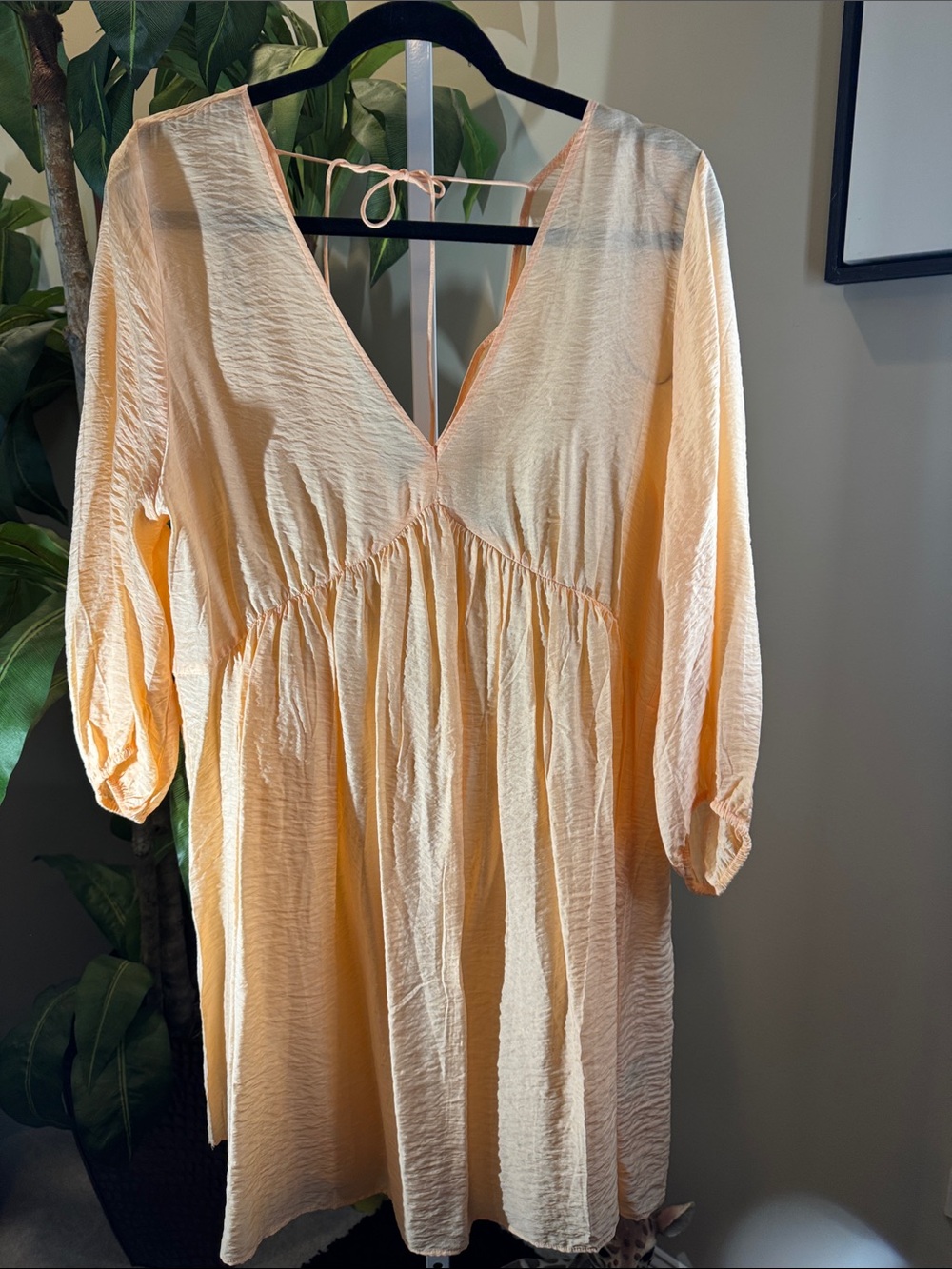 Light Peach V-Neck Babydoll Dress New W/ Tag size L